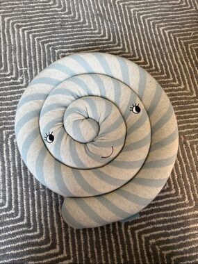 Plush Spiral Snail Kids Cushion - Light Blue & Cream
